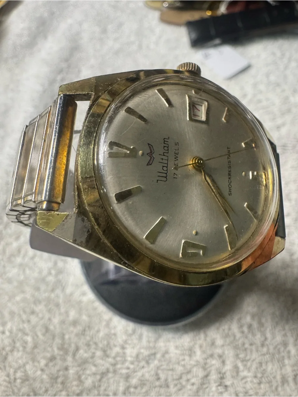 Waltham Men's Gold-Tone Shock Resistant Watch - Silver Dial